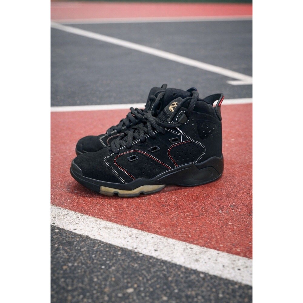 Air Jordan  Nike Youth 4 Basketball Sneakers Lace Up Black Red Leather 4Y